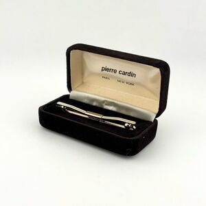 Vintage Pierre Cardin Gold-Tone Tie Clip in Original Velvet Case EUC
